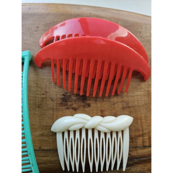 Vintage 1980s lot of 19 Hair Accessories Side Clips Banana Clips - Picture 3 of 7